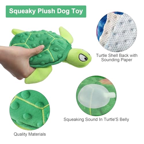 TNSLAND Juguete interactivo para perros, juguete interactivo para cachorros, juguete masticable para perros de peluche de 25 cm, tortuga para perros pequeños y medianos - imagen 4