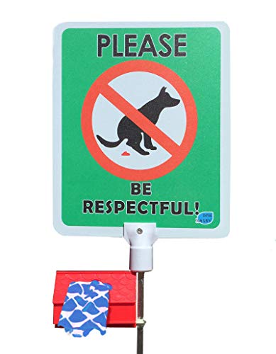 DISH NANNY No Poop Dog Signs Poop Bag Dispenser | Stop Dogs from