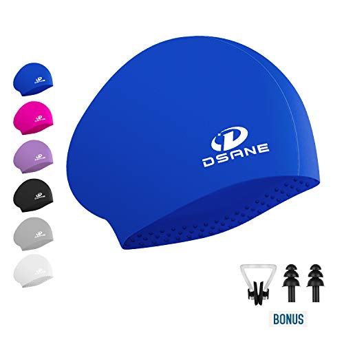 Womens Silicone Swim Cap for Long Hair,3D Ergonomic Design Silicone Swimming Caps
