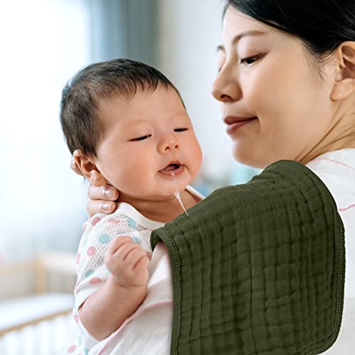 Image of Tallew 8 Pack Muslin Burp Cloths and Baby Bibs for Boy Girl 20 inch x 10 inch Cotton Baby Bandana Drool Bibs Muslin Burp Cloths Absorbent Rag for Newborn Toddler Infant Gifts(Light Color)