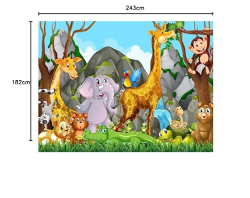 Image of Cartoon Design Kids Theme Vinyl Poster Animals Wallpaper Wall Sticker for Home Decor, Living Room, Bedroom,Kids Room, Play Room (Self Adhesive Vinyl, 6x8 feet i.e 72x96 inch) 01