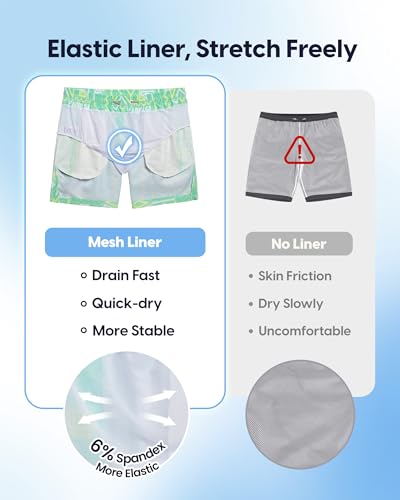 Image of maamgic Mens Swim Trunks 5 Inch with Mesh Lining, Quick Dry Mens Bathing Suit, Swim Shorts for Swimming and Beach