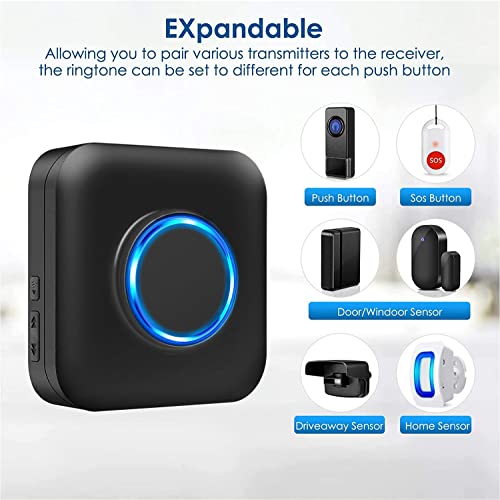 Door Chime Bistee Wireless Door Alarm Contact Sensor Door Open Bell 600 Ft Range With 58 Chimes 5 Volume Levels Led Indicator For Business/Home/Office/Stores (2 Plug-In Receiver & 3 Door Sensor) #TOP6