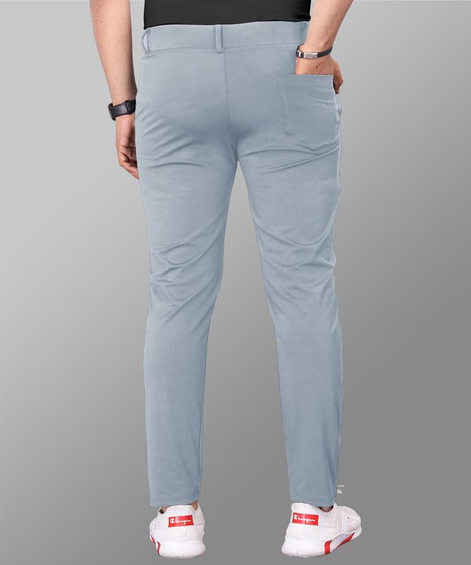 Image of COMBRAIDED Men's Slim Fit Stretchable Casual Trousers | Stylish Lycra Blend Pants for Office, Party