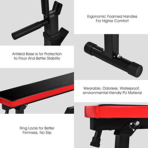 Goplus Adjustable Weight Bench –Weight Lifting Bench – Multi-function for Fitness Exercise and Strength Workout - Fully Adjustable Weight Catches Bench Press - Foldable Incline Exercise Bench