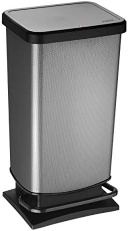 Rotho, Paso, Dustbin 40l with pedal and lid, Plastic (PP) BPA silver metallic, 40l (35,3 x 29,5 x 67,6 cm)