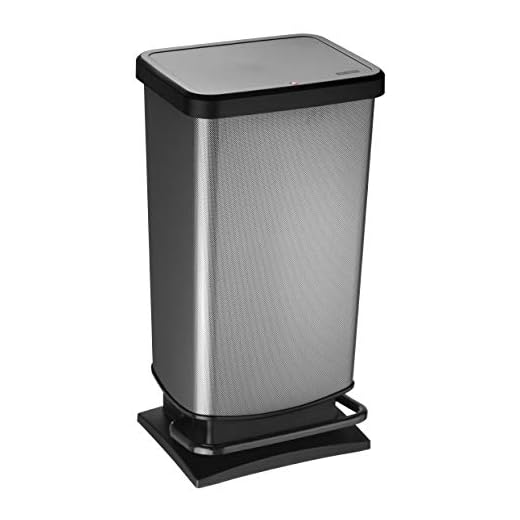 Rotho Paso Mülleimer 40l mit Pedal und Deckel, Kunststoff (PP) BPA-frei, carbonmetallic, 40l (35.3 x 29.5 x 67.6 cm)
