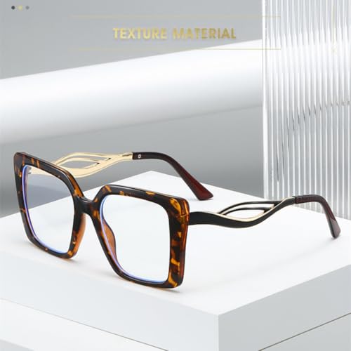 Lunettes léopard à branches creuses au design carré rétro unique - 3