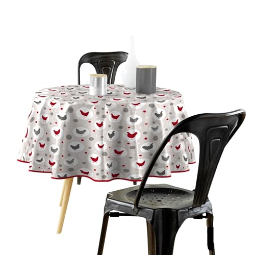 Douceur d'Intérieur Suzette - Mantel, Redondo, diámetro de 160 cm, Natural, PVC Estampado