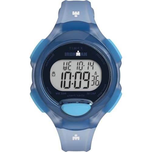 Image of Timex Women's Ironman Essential 34mm Watch - Blue Strap Digital Dial Blue Case