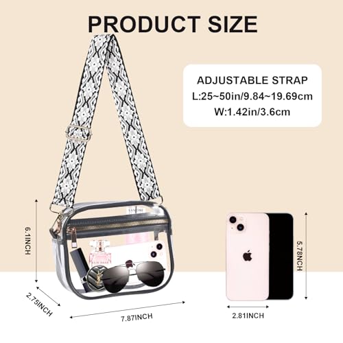 Image of Fibrdoo Clear Bag Stadium Approved, Leather Clear Crossbody Purse Bag for Concerts Sports Events Festivals