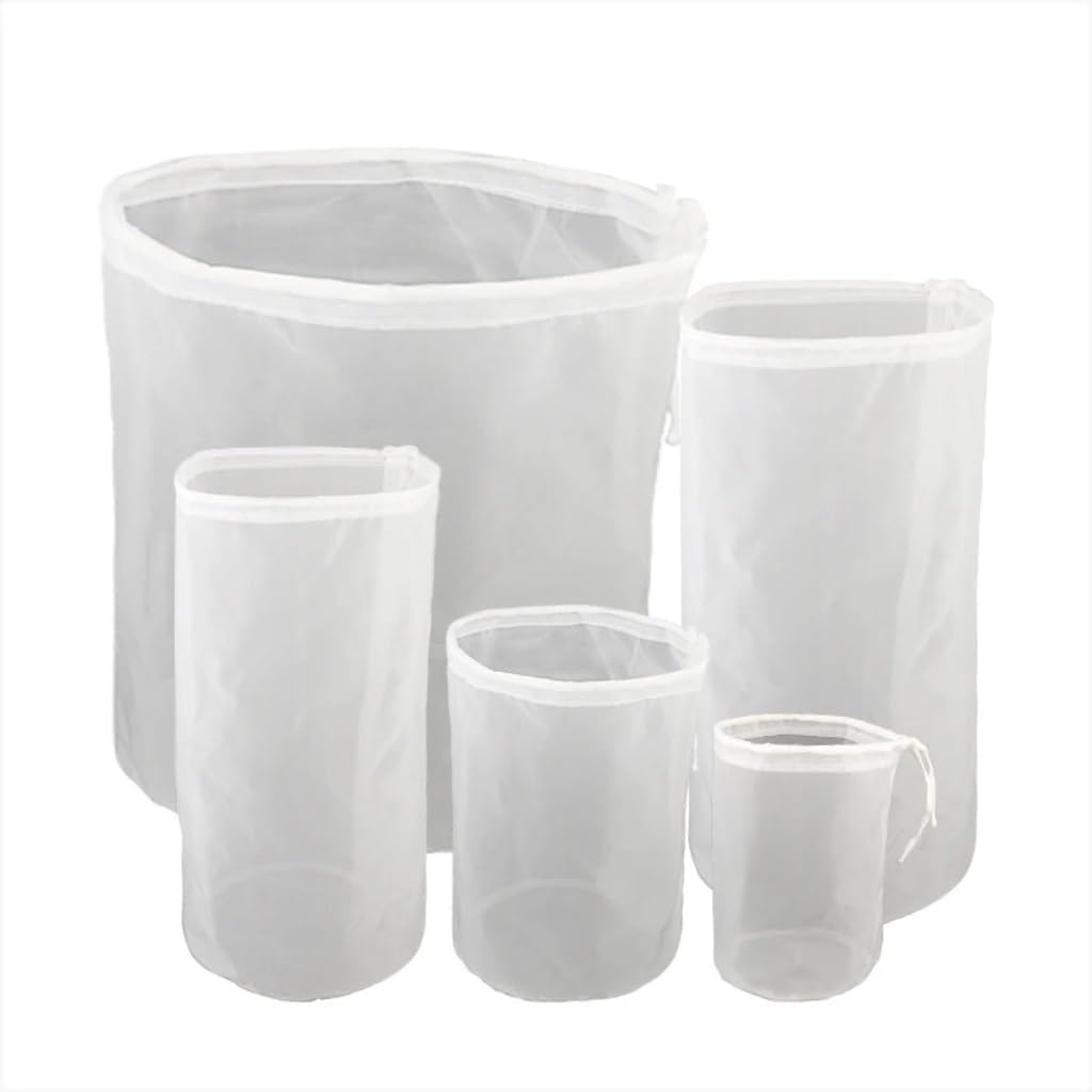 120 mesh cylindrical nylon brewing filter bag, food grade grain filtration brewing bag, suitable for beer, wine brewing and barrel filtration(19x28cm)