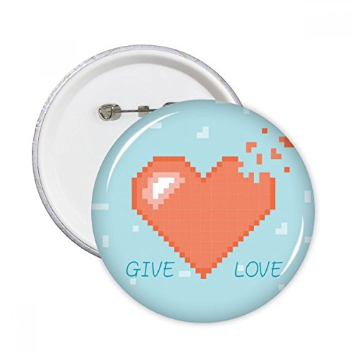 Badge Pixel Coeur Idée Cadeau Original Lot 5 Pins Bouton Rond