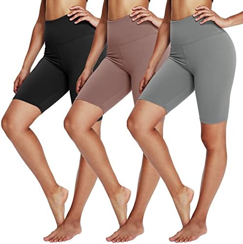 YOLIX 3 Pack Buttery Soft Biker Shorts for Women – 8" High Waisted Yoga Workout Athletic Sports Shorts