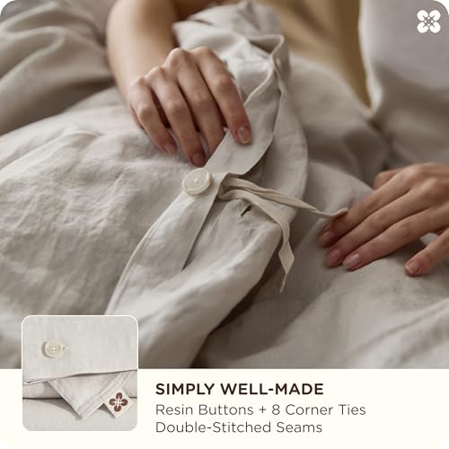 Image of Bedsure PureWoven European Flax Linen Duvet Cover Set, Queen, Linen