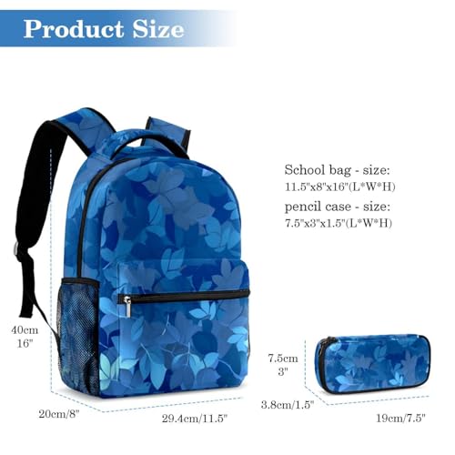 Ensemble sac à dos école adolescent grand format avec trousse bleu multicolore - 2