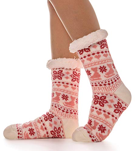 Chaussettes chaudes épaisses doublées en polaire pour femme - Rose - taille unique Cover