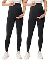 BAYDI Creamlush Damen Schwangerschaftsleggings mit Verstellbarer Bauchstütze Weiche High Waist Umstandsleggings Blickdichte Umstandshose Bequem für Yoga Freizeit Schlafanzug