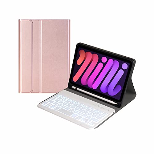 IPad mini6 8.3C`pL[{[h 2021AiPad Mini6pP[XAiPad Mini6pEBluetoothL[{[hz_[Slim Smart CoverAPencil͕t܂B,Rose gold