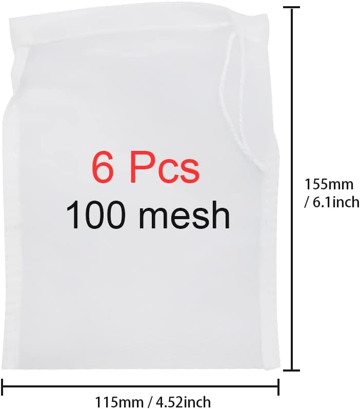 UMCHU 6 db 100 Mesh Finomszövetű Növényi Tej Szűrő Zsák Mosható Gyümölcslé Zöldséglé Szűréshez
