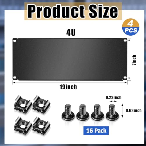 Image of Leinuosen 4 Pcs 4u Blank Rack Panel, Metal Server Rack Panel
