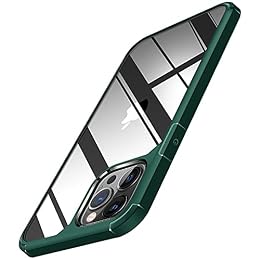 TENDLIN Compatible with iPhone 12 Case, Compatible with iPhone 12 Pro Case Crystal Clear Hard Back Soft Bumper Protective Case (Dark Green)