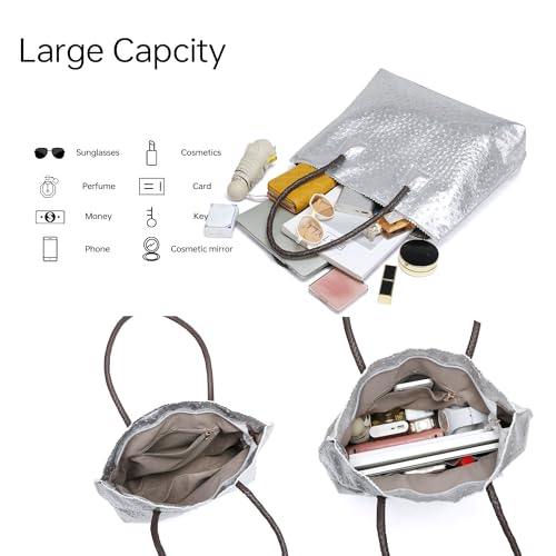 Bolso Tote grande para mujer de cuero vegano miniatura 5