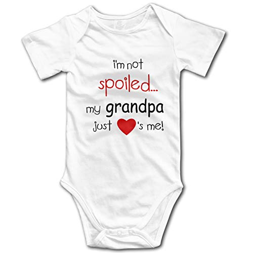 Image of PIOKNGY I'M Not Spoiled My Grandpa Just Loves Me Baby Short Sleeve Cute Romper Bodysuit Summer Outfit Clothes White 0-3 Months