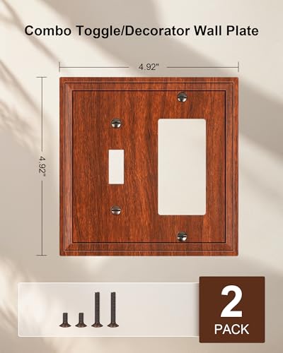 Placas de interruptor de madera decorativas y cubiertas para toma de corriente de pared 3