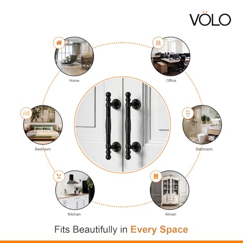 Image of VOLO Main Door Pull Push Handle | Door Handle for Home Office | Interior Exterior Door Hardware Pull Handle | (Pack of 1 Piece, Black, 8 Inch (200MM))