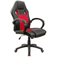 Homall Office Chair Ergonomic Racing Style Gaming Chair High Back Executive Computer Chair Swivel Task Chair Leather Cobra Mesh Desk Chair Padded Armrests Bucket Seat and Lumbar Support (Red)