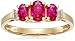 10k Yellow Gold July Birthstone 3-Stone Created Ruby with Diamond-Accent Ring, Size 8