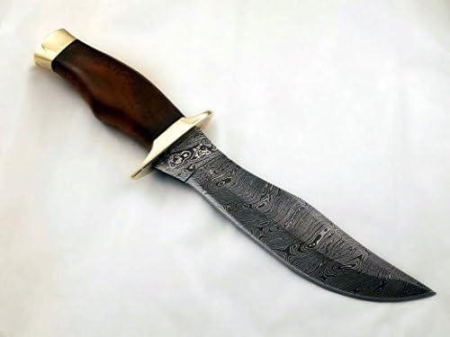 Nescole 13 inch Bowie Knife- Handmade Damascus Knife- Decorative Knives, Camping Survival Knife, and Hunting Knife with Exquisite Beautiful Handle, Sharp Blade with Leather Sheath