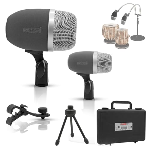 5 CORE Tabla Mic XLR Wired Uni Directional Snare Tom Kick Instrument Microphone with Dynamic Moving Coil Swivel Mount Steel Mesh Grille Included Mini Tripod Rim Mount Tabla MIC 2XP