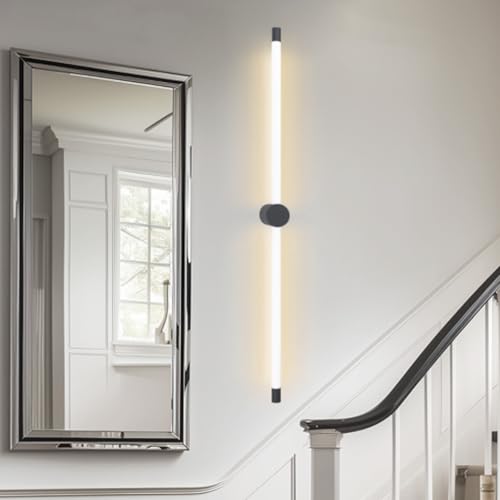 Aplique de pared LED negro de 95cm con luz neutra y rotación para el dormitorio