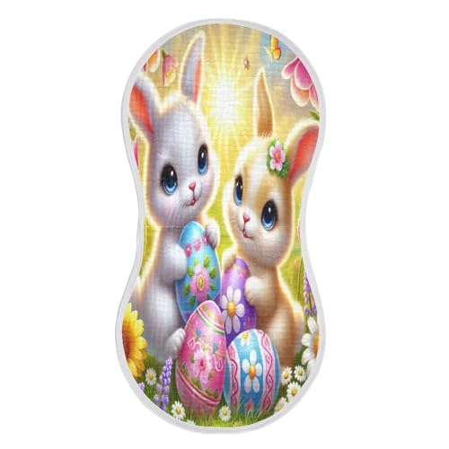 Easter Rabbits Eggs Flower Baby Burp Cloths Cotton Burp Clothes Absorbent Muslin Burp Cloths Soft Burp Cloth Rags for Newborn Girl Unisex Boy 1 Pack 22x11 Inches