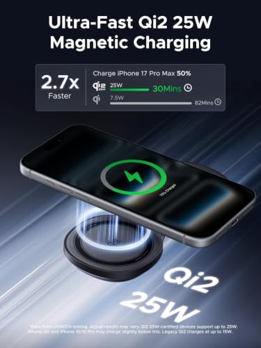 UGREEN MagFlow 25W Pocket-Sized 2-in-1 Foldable Wireless Charger - image 2