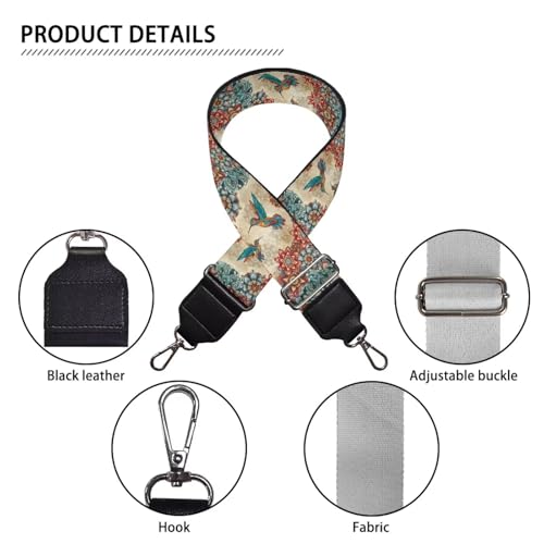Image of Talayituse Boho Mandala Hummingbird Print Shoulder Strap Wide Purse Bag Strap Adjustable Replacement Belt Luggage Crossbody Shoulder Bag Strap for Women Girls