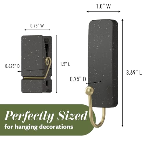 Image of Command Mixed Hooks Pack, 10 Soot, 12 Strips (2 Medium Hooks, 8 Spring Clips), for Hanging Christmas Decorations