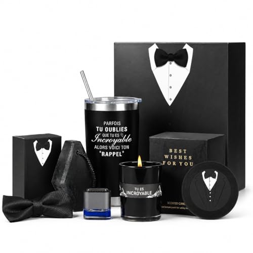 Coffret Cadeau pour Homme de Luxe avec Bougie Parfumée,Tasse,Cadeaux de Saint Valentin/Fête des Pères/Anniversaire/d'anniversaire/Retraite,Cadeau Merci pour...
