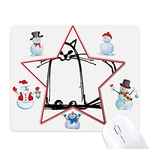 Tapis de souris bonhomme de neige et chat frisé étoile pour bureau