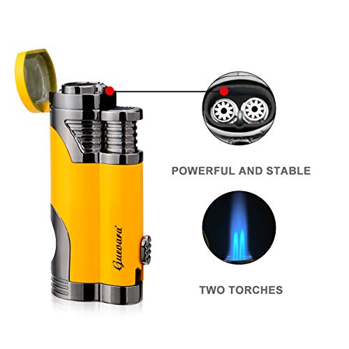 GUEVARA Butane Torch Lighter with Punch Windproof Double Jet Lighters - Thumbnail 3
