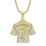 HAILIWEI Number 7 Soccer Jersey Pendant Necklace, No.7 Soccer Jersey Ball Necklace for Men Women, Titanium Steel Necklace Pendant, No.7 Football Star Necklace(Gold)