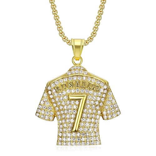 Number 7 Soccer Jersey Pendant Necklace, No.7 Soccer Jersey Ball Necklace for Men Women, Titanium Steel Necklace Pendant, No.7 Football Star Necklace