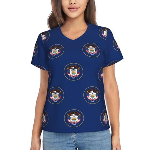 T-shirt sport femme Utah à manches courtes | Haut respirant imprimé