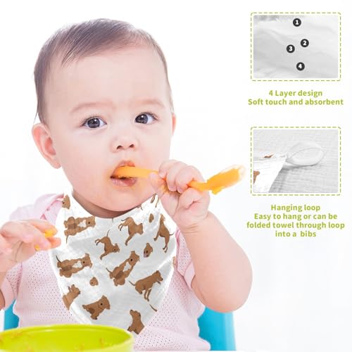 Image of vvfelixl Baby Cotton Washcloths Staffordshire Bull Terrier Infants Bath Towel for Unisex Face Towels for Newborn, Natural Baby Wipes Delicate Skin, 11.8 X 11.8 inch, one sizex3