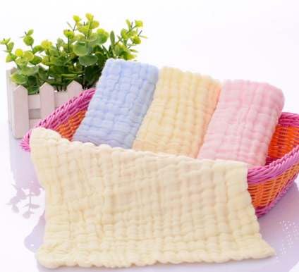 Muslin Baby Washcloths – Soft Face Cloths for Newborn, Absorbent Bath Face Towels – Natural Muslin Cotton Baby Wipes 5 Colors Pack of 1 (25 * 25cm)