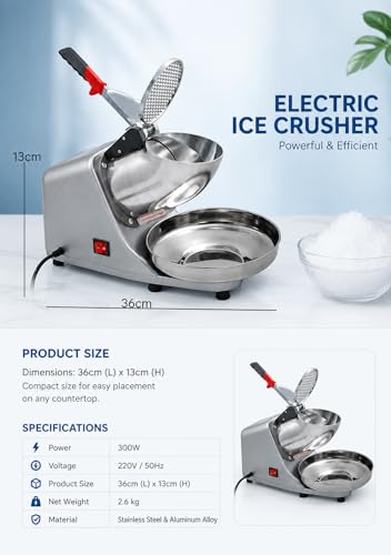 Image of Electric Ice Crusher Machine for Home & Commercial Use, Stainless Steel Heavy Duty Ice Shaver