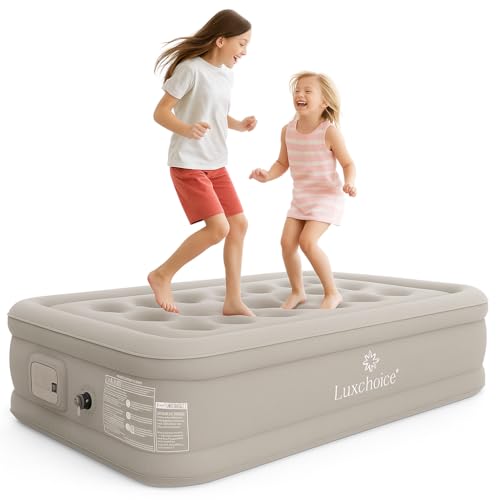 Luxchoice Aufblasbare Matratze Luftbett 1 Person Luftmatratze Selbstaufblasend mit Tragbare Pump und Anti-Verschleiß und Anti-Lärm Premium Fabric Gästebett für Camping oder Heimgebrauch