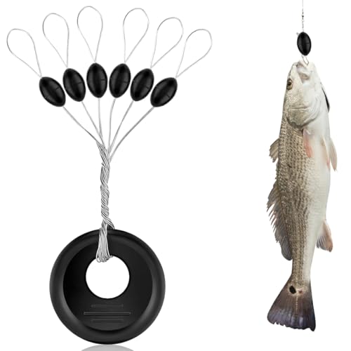XYTAHDM 100 Pièces Stop Float Peche, 6 en 1 Caoutchouc Arrêt de Bouchons Pêche, Stop Fil Peche avec Taille L pour Les Ruisseaux, Les Rivières, Les Lacs, La Pêche en Mer, Les Réservoirs - Noir